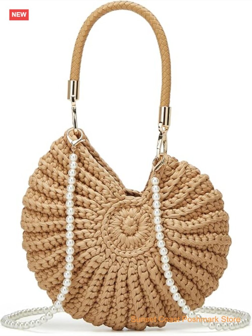 Handmade Crochet Tote Bag Seashell Purse Boho Shell Handbag Crossbody Shoulder
